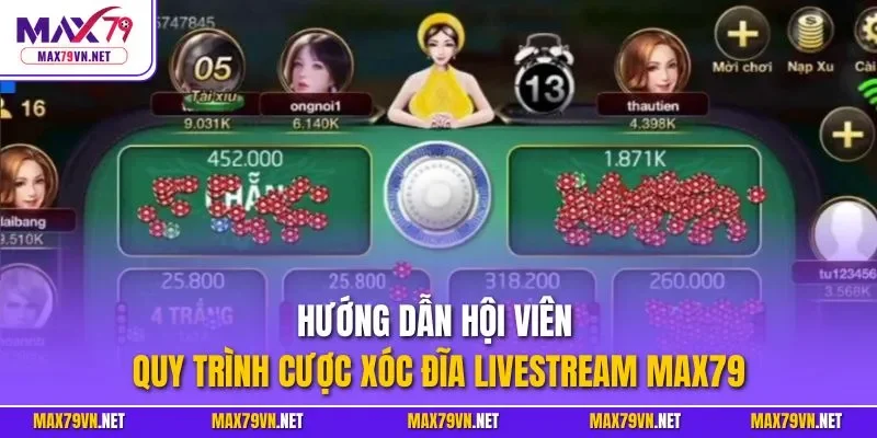 Hướng dẫn hội viên quy trình cược xóc đĩa livestream MAX79